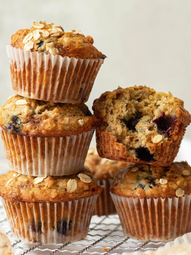 Banana Blueberry Oatmeal Muffins